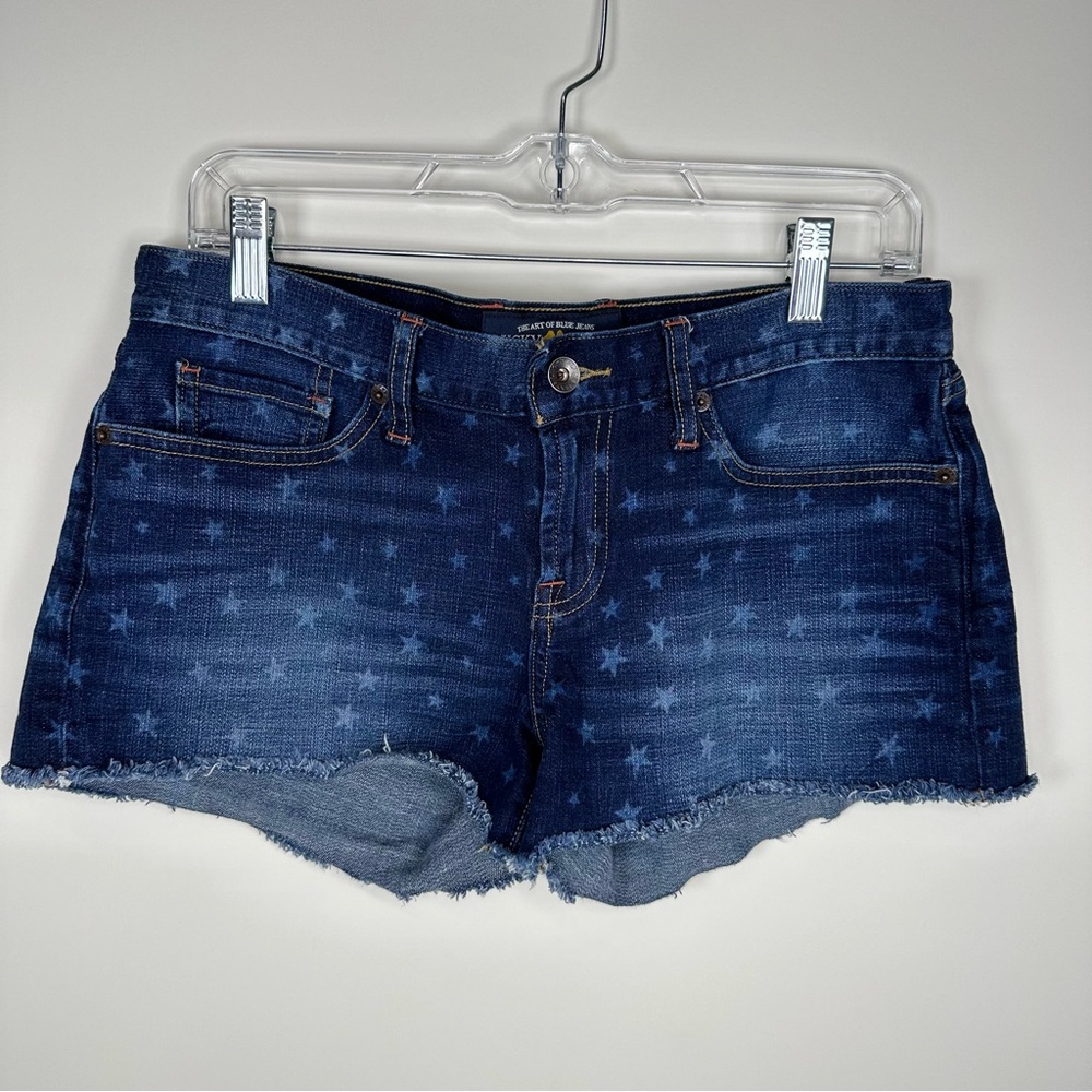 Lucky Brand Distressed Riley Denim Blue Jean Star Patriotic Shorts Size 6 / 28